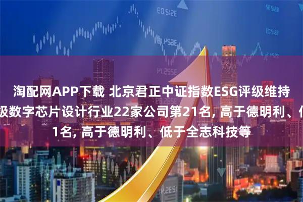 淘配网APP下载 北京君正中证指数ESG评级维持B, 位居申万三级数字芯片设计行业22家公司第21名, 高于德明利、低于全志科技等